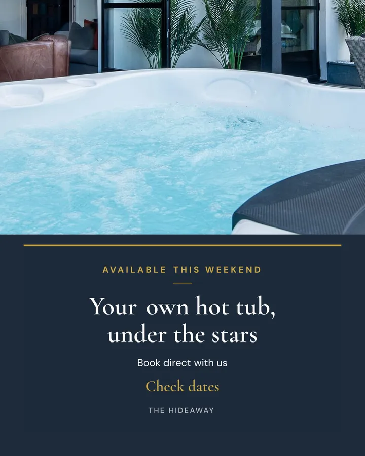 A hot tub with the headline Your own hot tub, under the stars